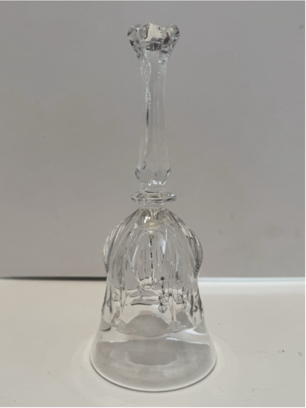 Vintage Clear Lead Crystal Glass Bell 8.25” Tall